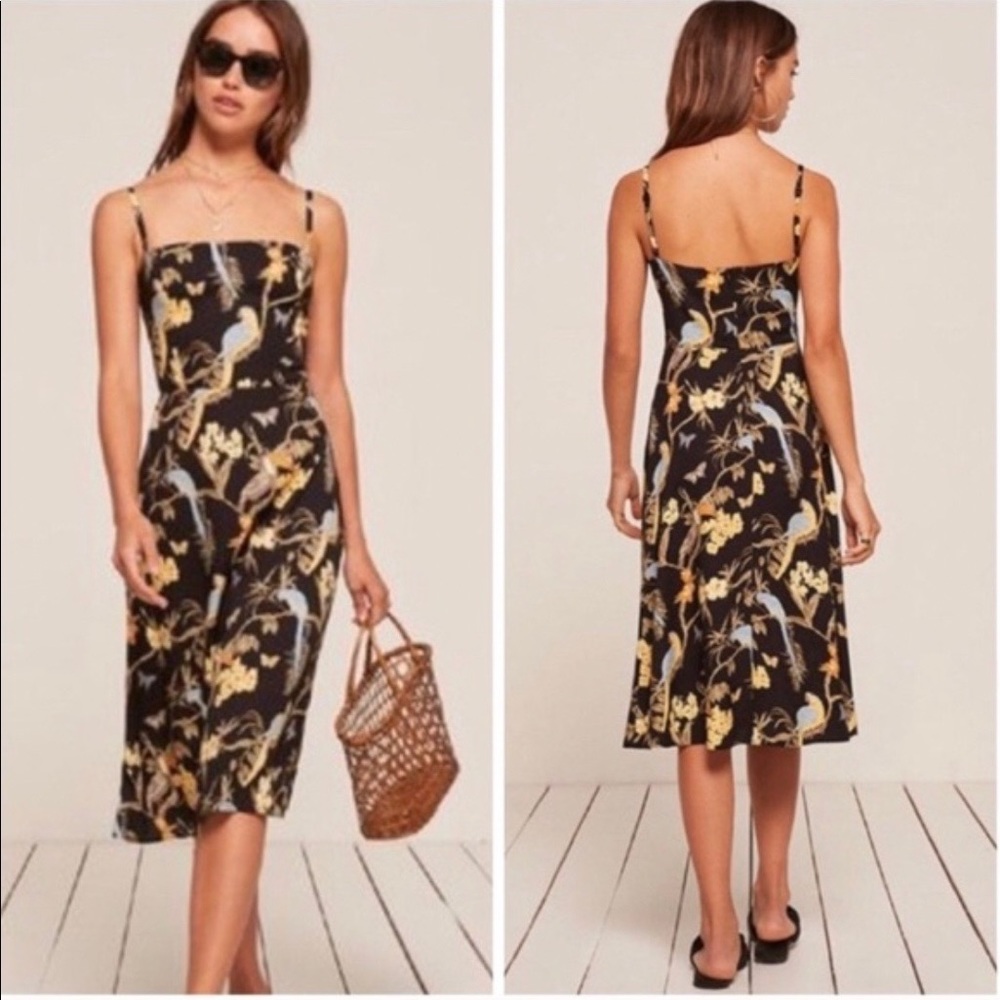 Reformation Afternoon Bird & Parrot Dress